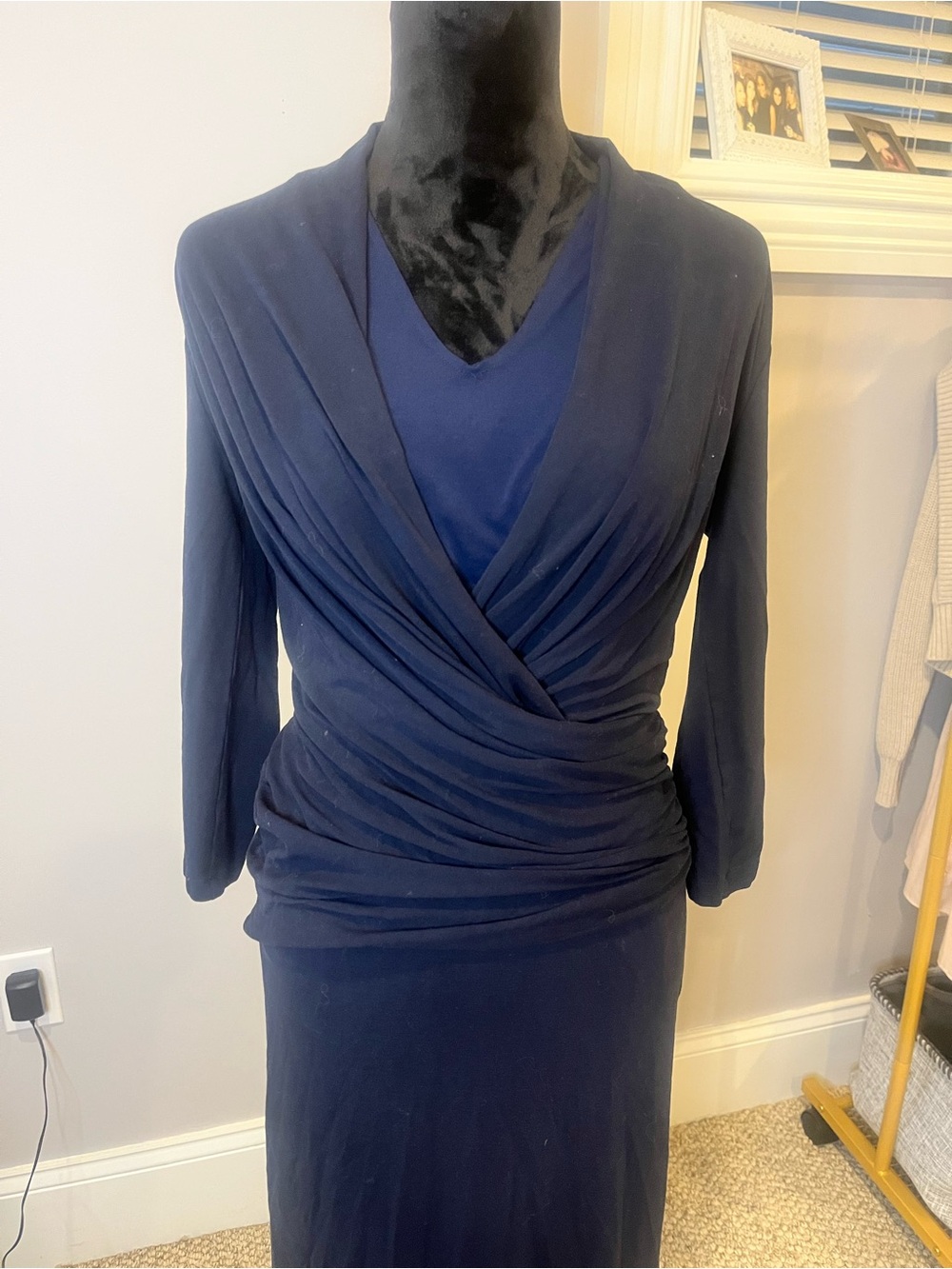 Mm Lafleur Navy Wrap-Style Dress- large - Picture 5 of 9